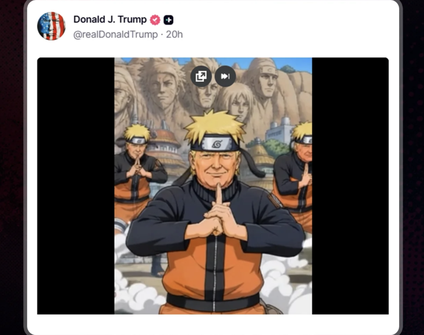 Кадр з відео, яке Трамп опублікував у Truth Social.